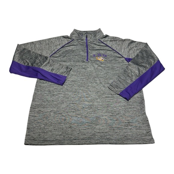 Colosseum LSU Tigers 1/4 Zip Mens L Gray Purple‎ Lightweight Pullover NCAA Shirt - Picture 1 of 8